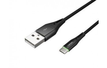 Kabel USB 2.0 Type-C(M) - AM 1m oplot czarny led Natec Prati