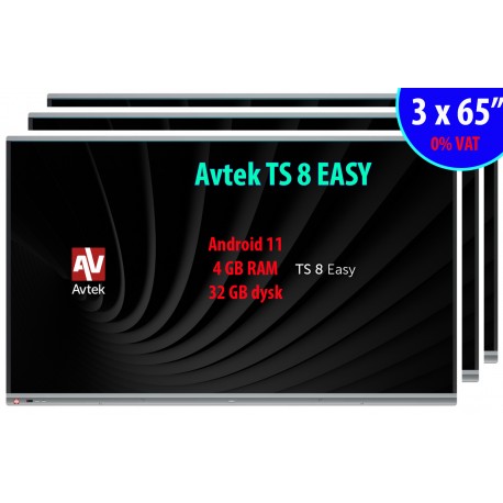 Zestaw 3 x monitor interaktywny Avtek TS 8 EASY 65 cali Aktywna tablica 2024