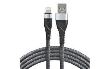 Kabel przewód pleciony USB - Lightning / iPhone everActive CBB-2IG 200cm z obsługą szybkiego ładowania do 2,4A szary