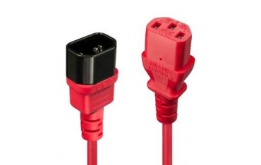 Przedłużacz kabla zasilającego LINDY C14 - C13 0,5m Red