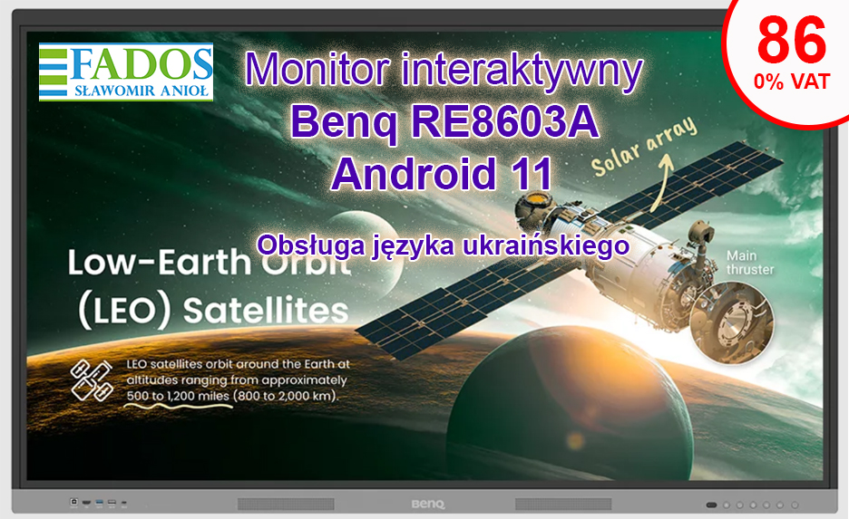 Monitor interaktywny BenQ RE8603A 86" 4K UHD Android 11 EDU 0% VAT