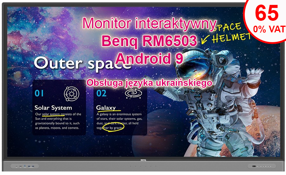 Monitor interaktywny BenQ RM6503 65" 4K UHD Android 11 EDU 0%VAT Monitor interaktywny dla edukacji Serii Masters