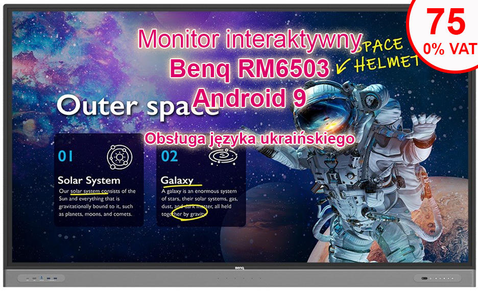 Monitor interaktywny BenQ RM7503 75" 4K UHD Android 9 EDU 0%VAT Monitor interaktywny dla edukacji Serii Masters