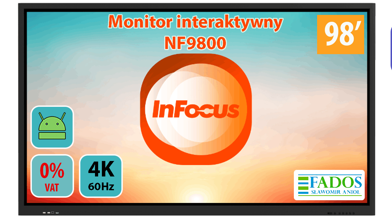 Monitor interaktywny InFocus INF9800 98 cali 4K 0% VAT dla palcówek oświatowych