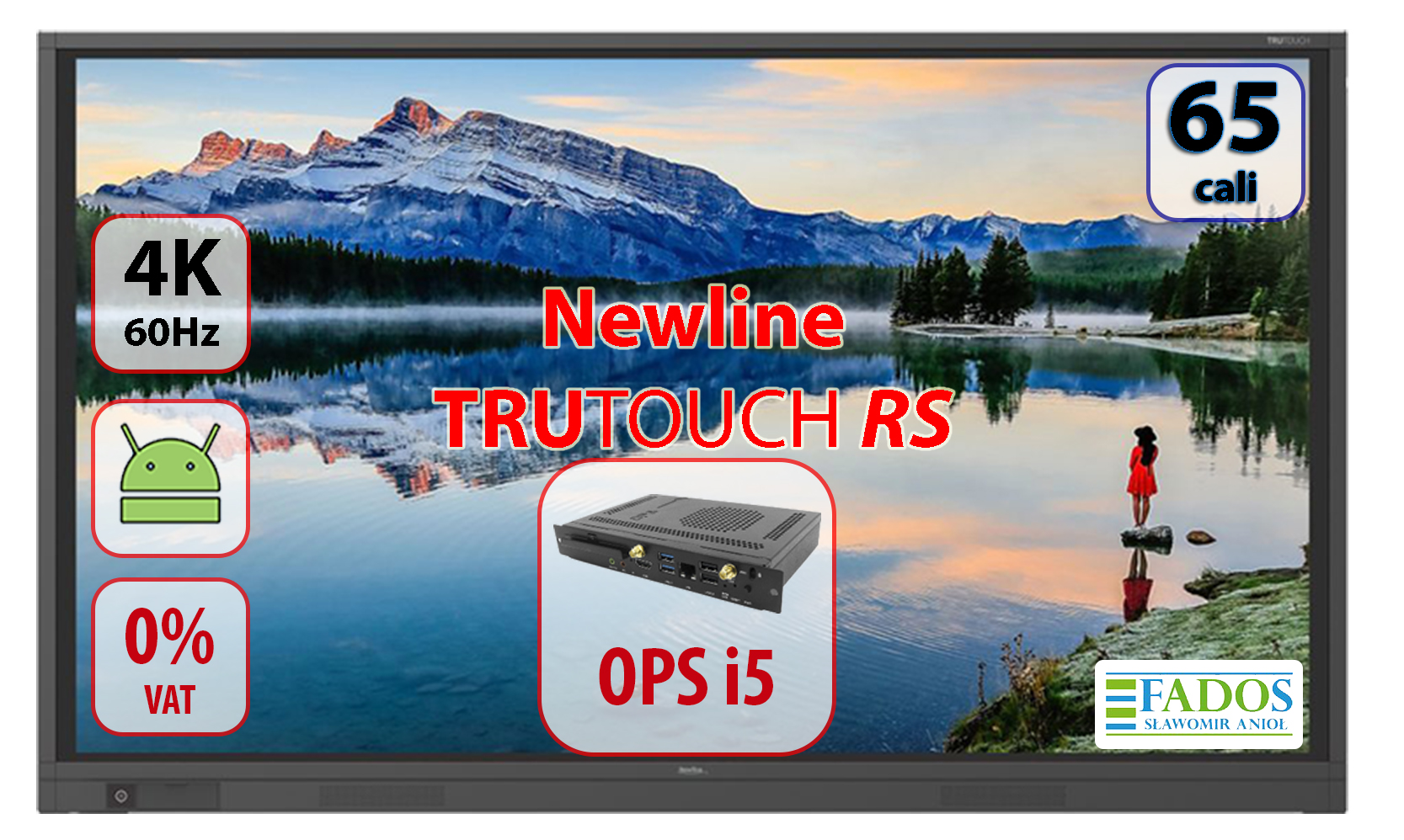 Monitor interaktywny 65 cali Newline TruTouch TT-6519RS z nowej serii RS z komputerem OPS i5