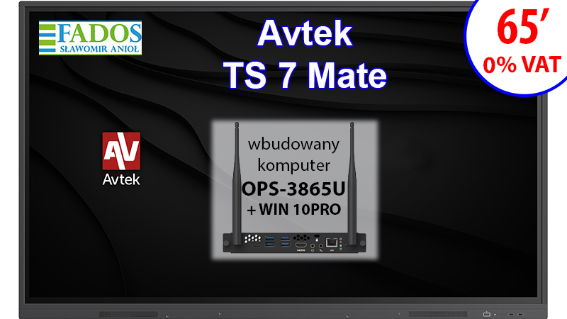 Monitor interaktywny Avtek ST 7 Mate 65 4K 0% VAT dla EDU z wbudowanym komputerem OPS i5 z Windows 10