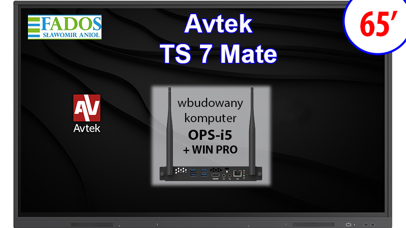 Monitor interaktywny Avtek ST 7 Mate 65 4K 23% VAT z wbudowanym komputerem OPS i5 z Windows PRO