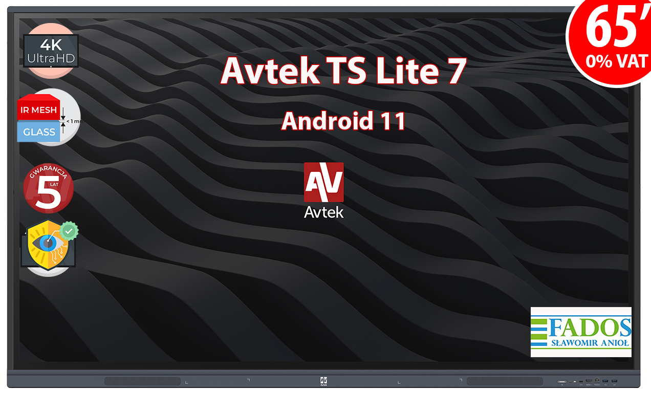 Monitor interaktywny Avtek TS 7 Lite 65 4K 0% VAT dla edukacji