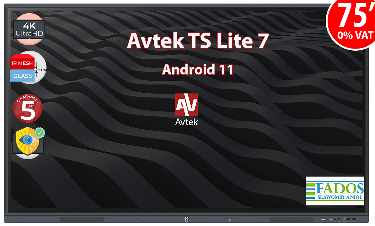 Monitor interaktywny Avtek TS 7 Lite 75 4K 0% VAT dla edukacji