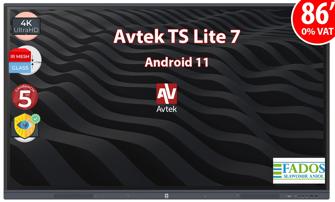 Monitor interaktywny Avtek TS 7 Lite 86 4K 0% VAT dla edukacji