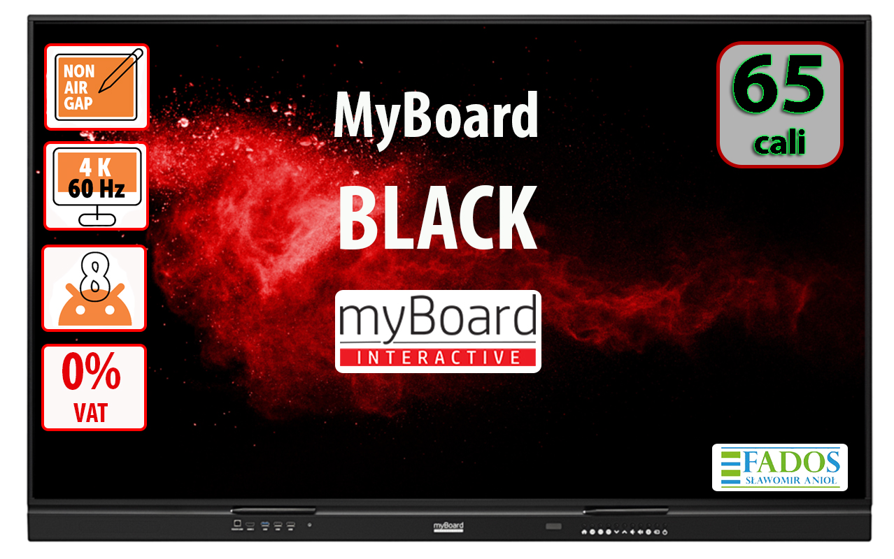 Monitor interaktywny myBoard BLACK TE-YL 65" 4K UHD z Androidem EDU VAT0% Aktywna tablica