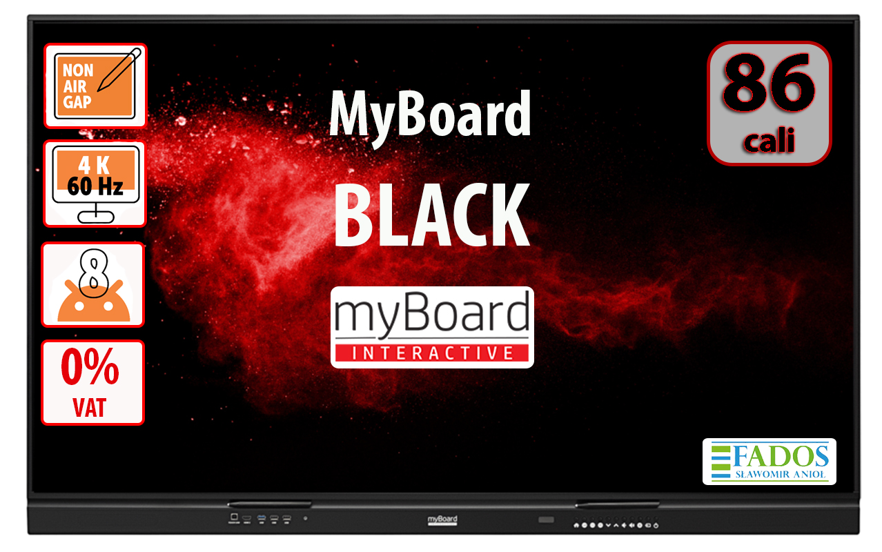 Monitor interaktywny myBoard BLACK TE-YL 86" 4K UHD z Androidem EDU VAT0% Aktywna tablica