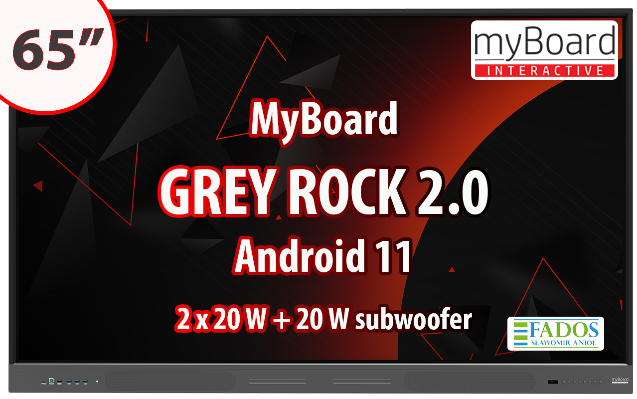 Monitor interaktywny myBoard GREY ROCK 2.0 65" 4K UHD z Androidem 11 z