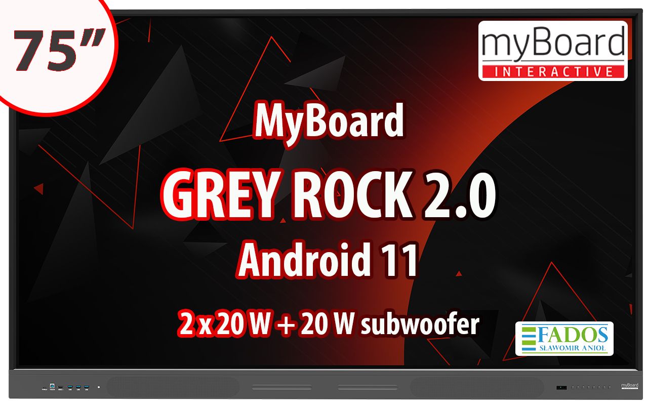 Monitor interaktywny myBoard GREY ROCK 2.0 75" 4K UHD z Androidem 11