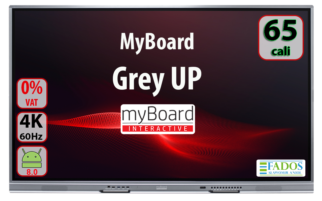 Monitor interaktywny myBoard Grey UP TE-MP 65" 4K UHD z Androidem EDU VAT0% Aktywna tablica