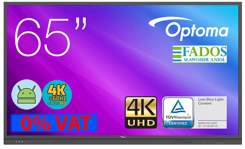 Optoma Monitor interaktywny IFPD 3651RK H1F0H00BW101 0% VAT dla edukacji