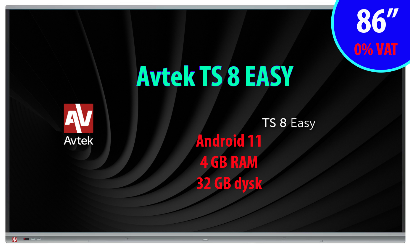 Monitor interaktywny Avtek TS 8 Easy 86 cali 0% VAT dla placówek oświatowych