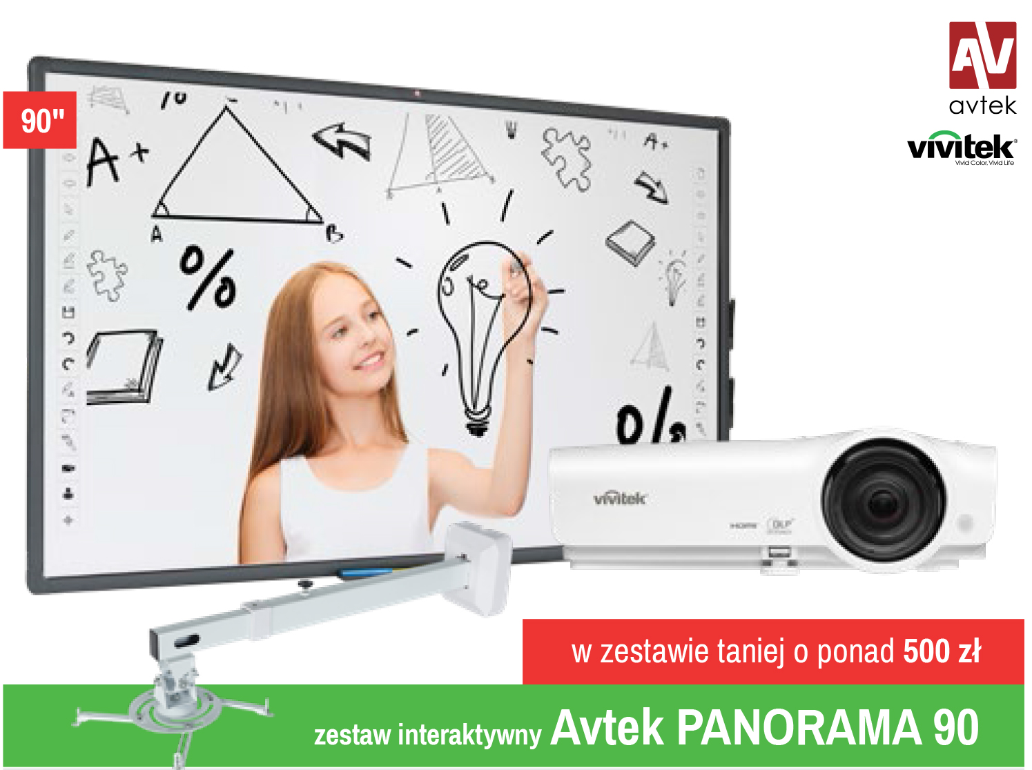 Zestaw Avtek Panorama 90 cali - Aktywna tablica